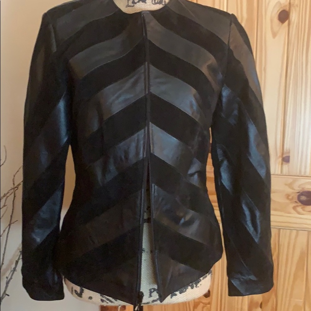 JDS Suede & leather xsmall lined jacket black